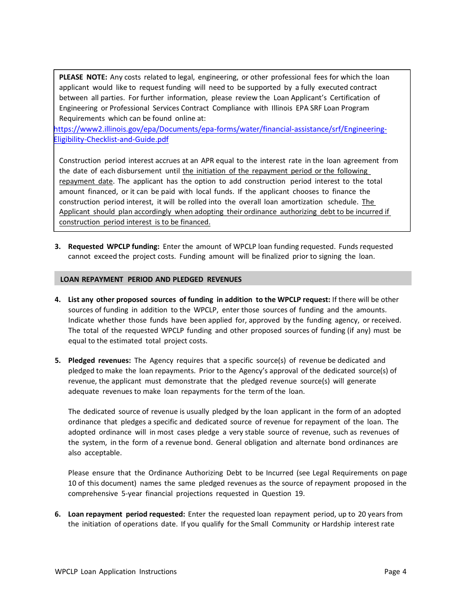 Instructions for Illinois Water Pollution Control Loan Program (Wpclp) Application Package - Illinois, Page 4