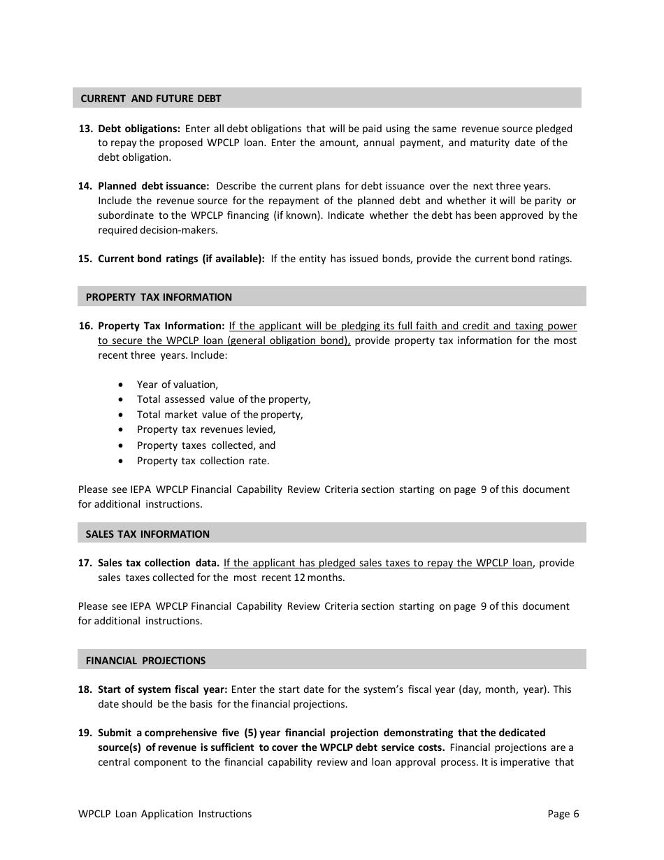Instructions for Illinois Water Pollution Control Loan Program (Wpclp) Application Package - Illinois, Page 6