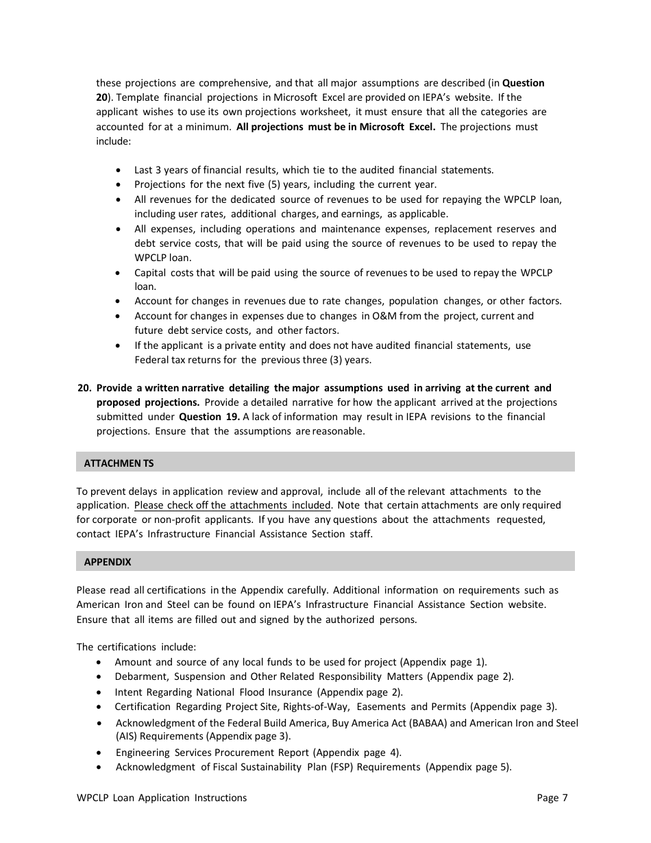 Instructions for Illinois Water Pollution Control Loan Program (Wpclp) Application Package - Illinois, Page 7