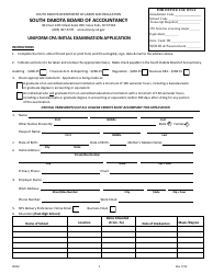 Form BOA2 Uniform CPA Initial Examination Application - South Dakota