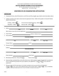 Document preview: Form BOA4 Uniform CPA Re-examination Application - South Dakota