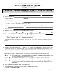 Form BOA18 Initial Application for Firm Permit to Practice Public Accountancy - South Dakota