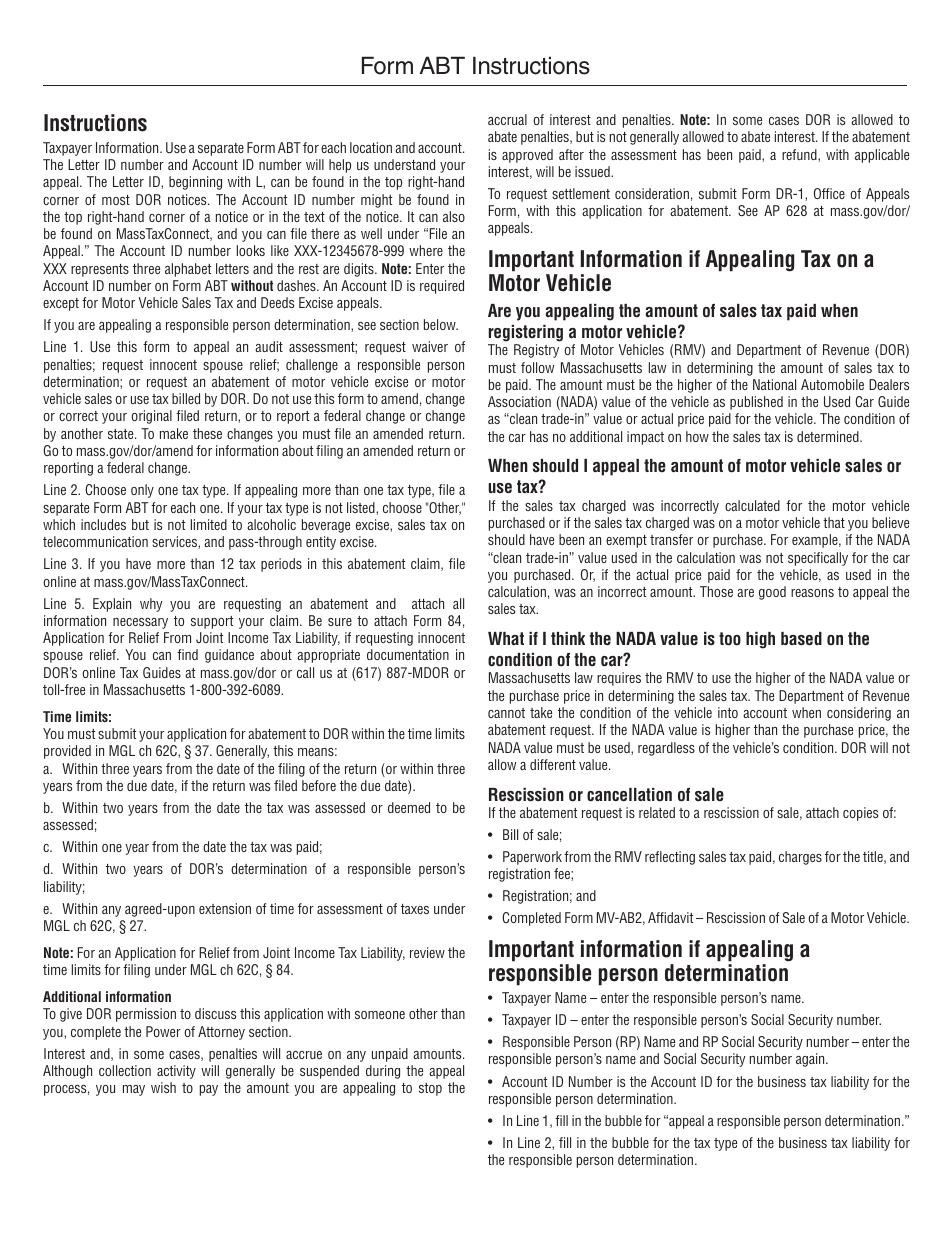 Form ABT Application for Abatement - Massachusetts, Page 3