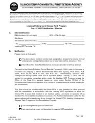 Document preview: Form IL532 2836 (LPC634) Pre-1974 Ust Notification/Election - Leaking Underground Storage Tank Program - Illinois