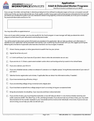 Form 1.1 Application - Adult &amp; Dislocated Worker Programs - Arkansas