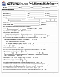 Form 1.1 Application - Adult &amp; Dislocated Worker Programs - Arkansas, Page 2