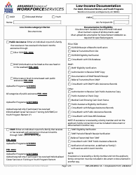 Form 1.3 Low-Income Documenation for Adult, Dislocated Worker, and Youth Program - Arkansas