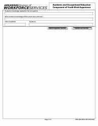 Form DWS-ARK-WIOA200 Academic and Occupational Education Component of Youth Work Experience - Arkansas, Page 2