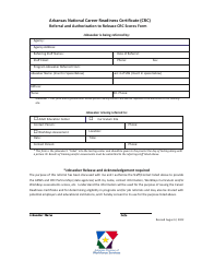 Document preview: Arkansas National Career Readiness Certificate (Crc) Referral and Authorization to Release Crc Scores Form - Arkansas