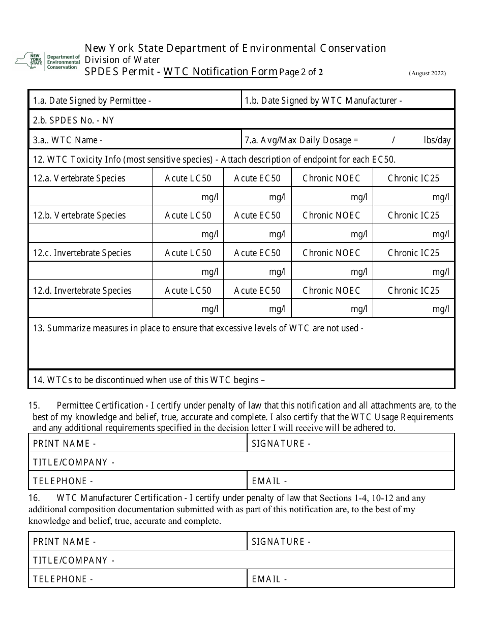 Wtc Notification Form - New York, Page 3
