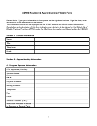 Adws Registered Apprenticeship Fillable Form - Arkansas