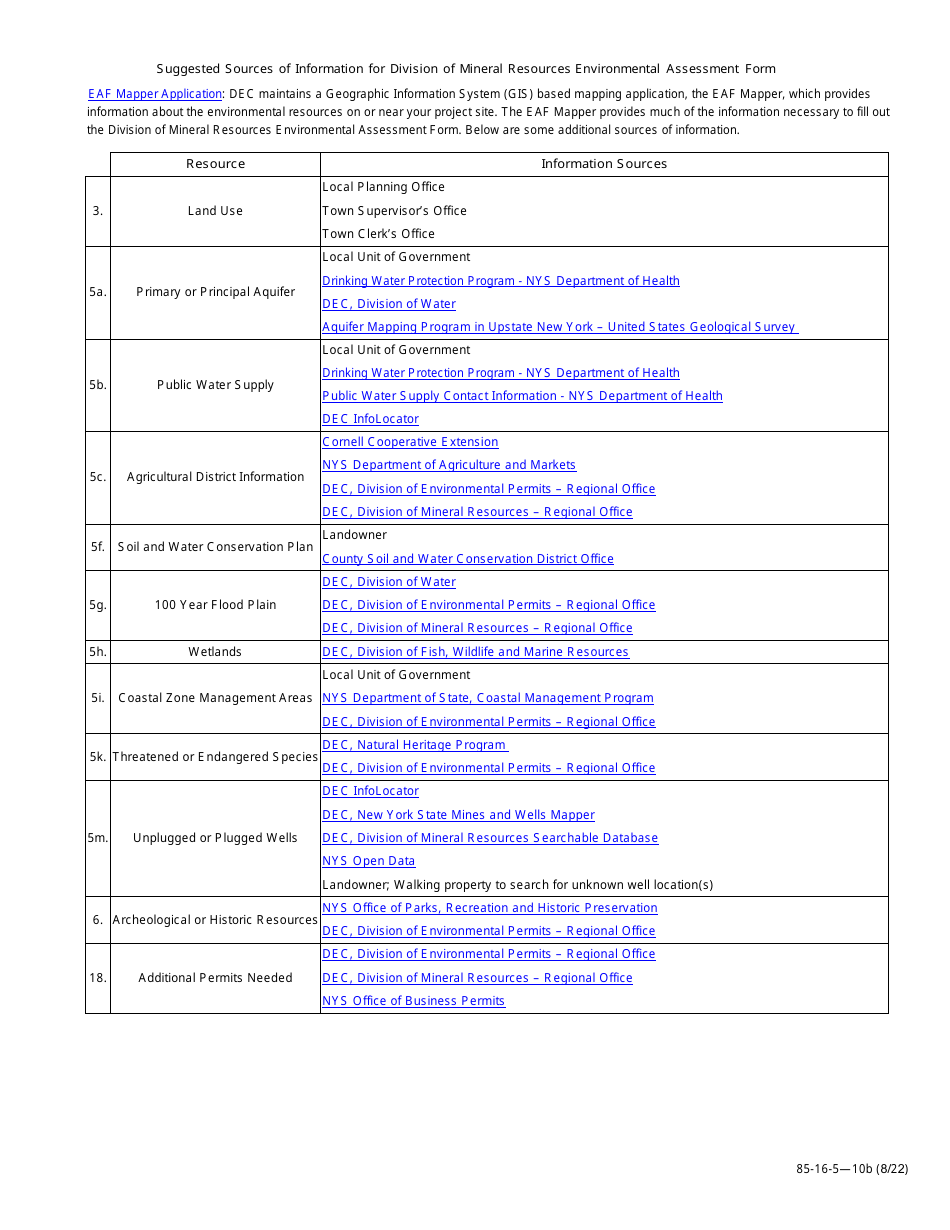 Form 85-16-5-10B Environmental Assessment Form - New York, Page 3