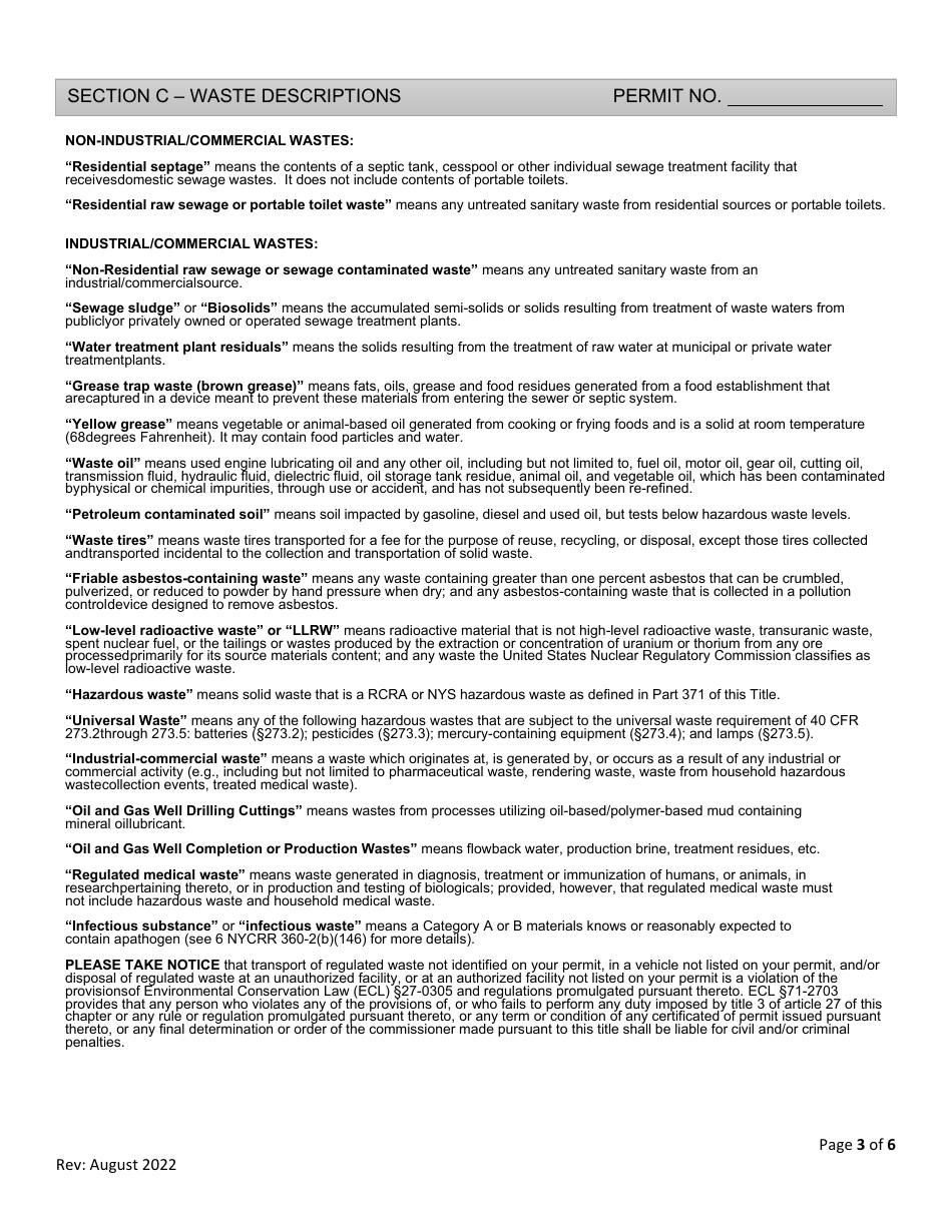 Waste Transporter Permit Application - New York, Page 3