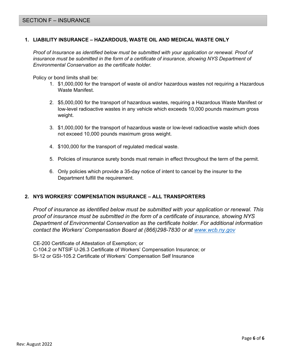 Waste Transporter Permit Application - New York, Page 6