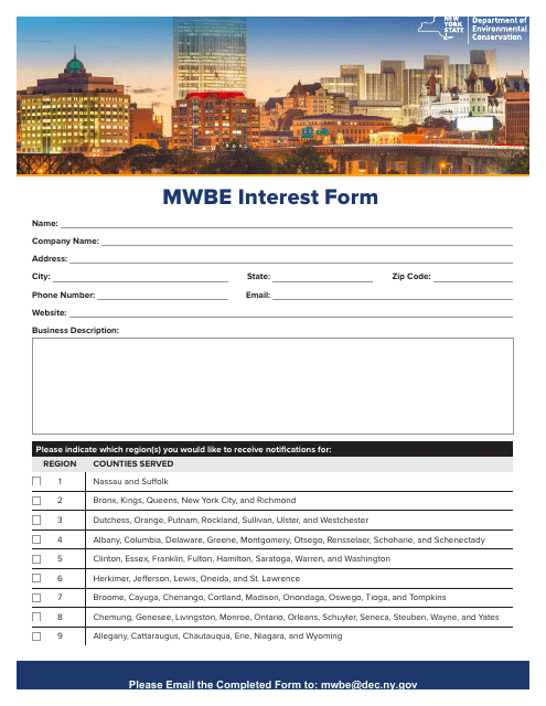 Mwbe Interest Form - New York Download Pdf