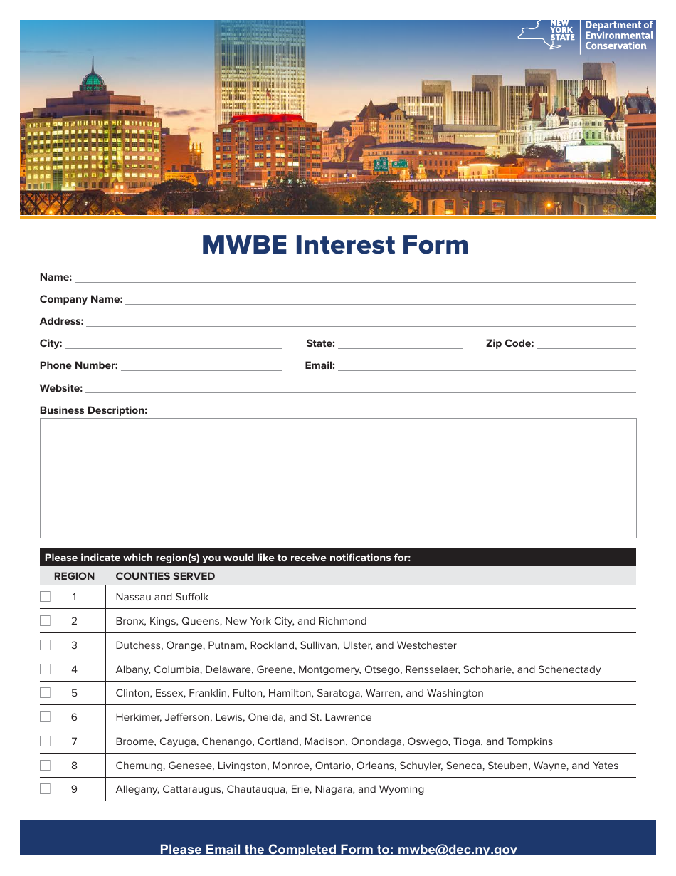 Mwbe Interest Form - New York, Page 1