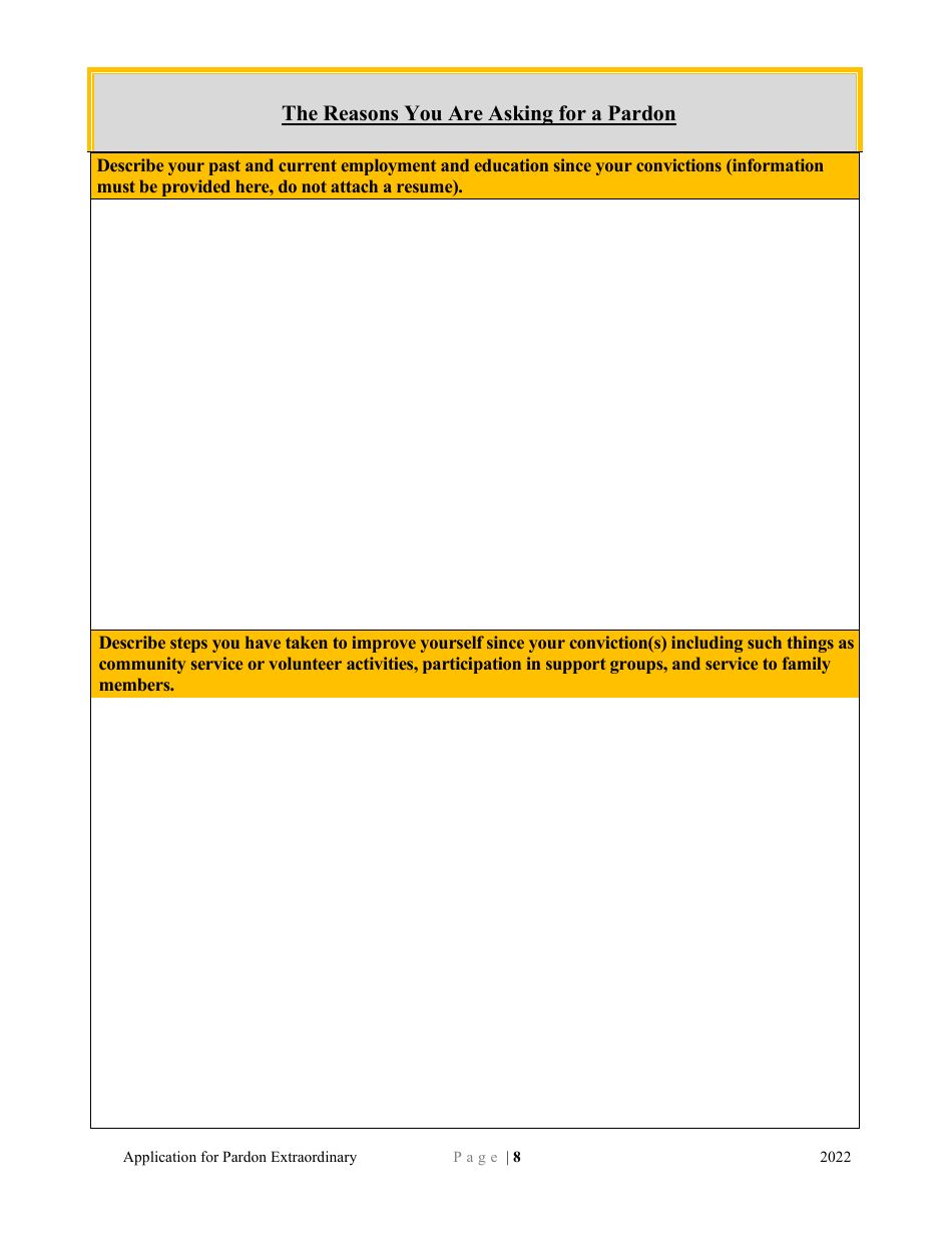 Application for Pardon Extraordinary - Minnesota, Page 8