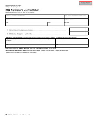 Form 5087 Purchaser's Use Tax Return - Michigan