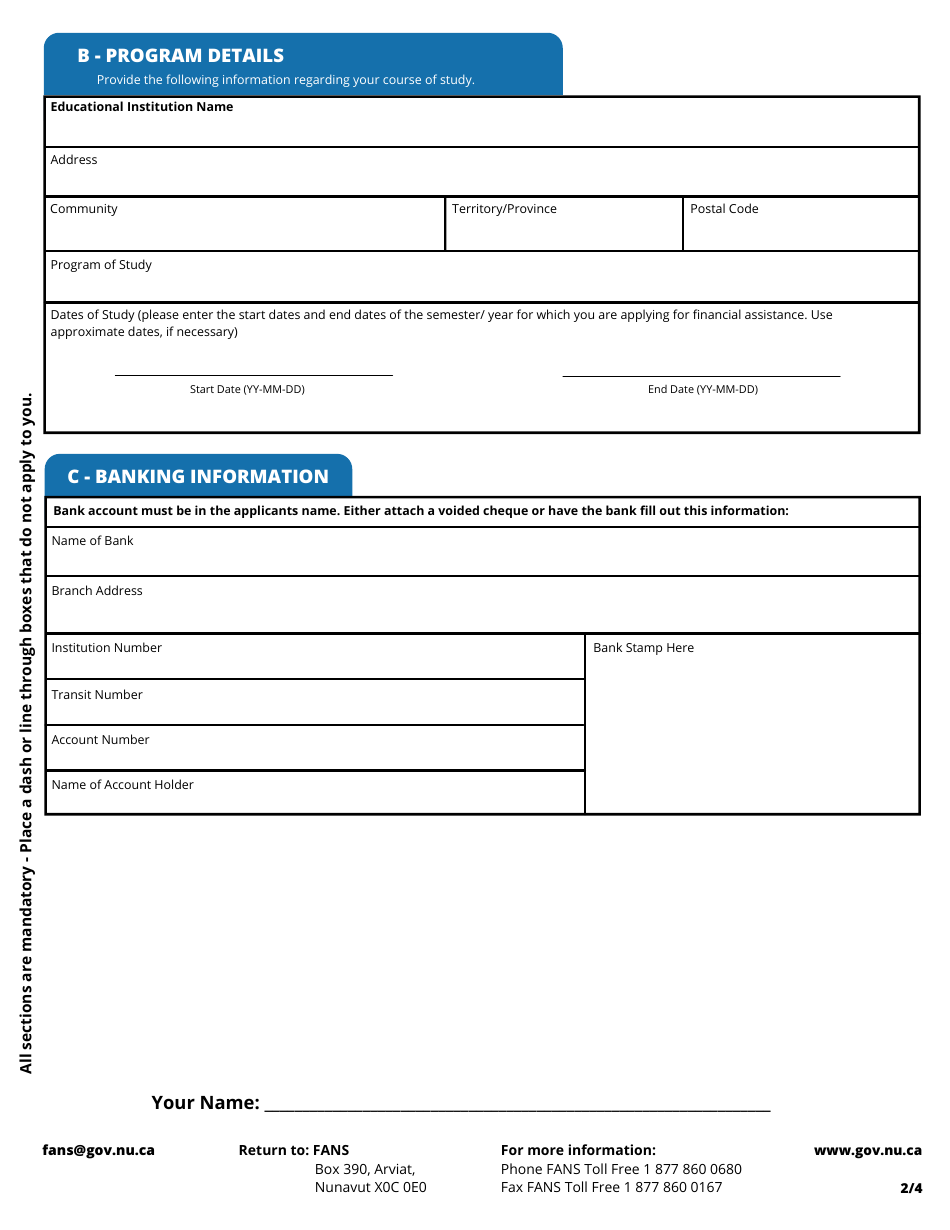 Application for Correspondance / Online Distance Education Course Reimbursement - Financial Assistance for Nunavut Students - Nunavut, Canada, Page 3