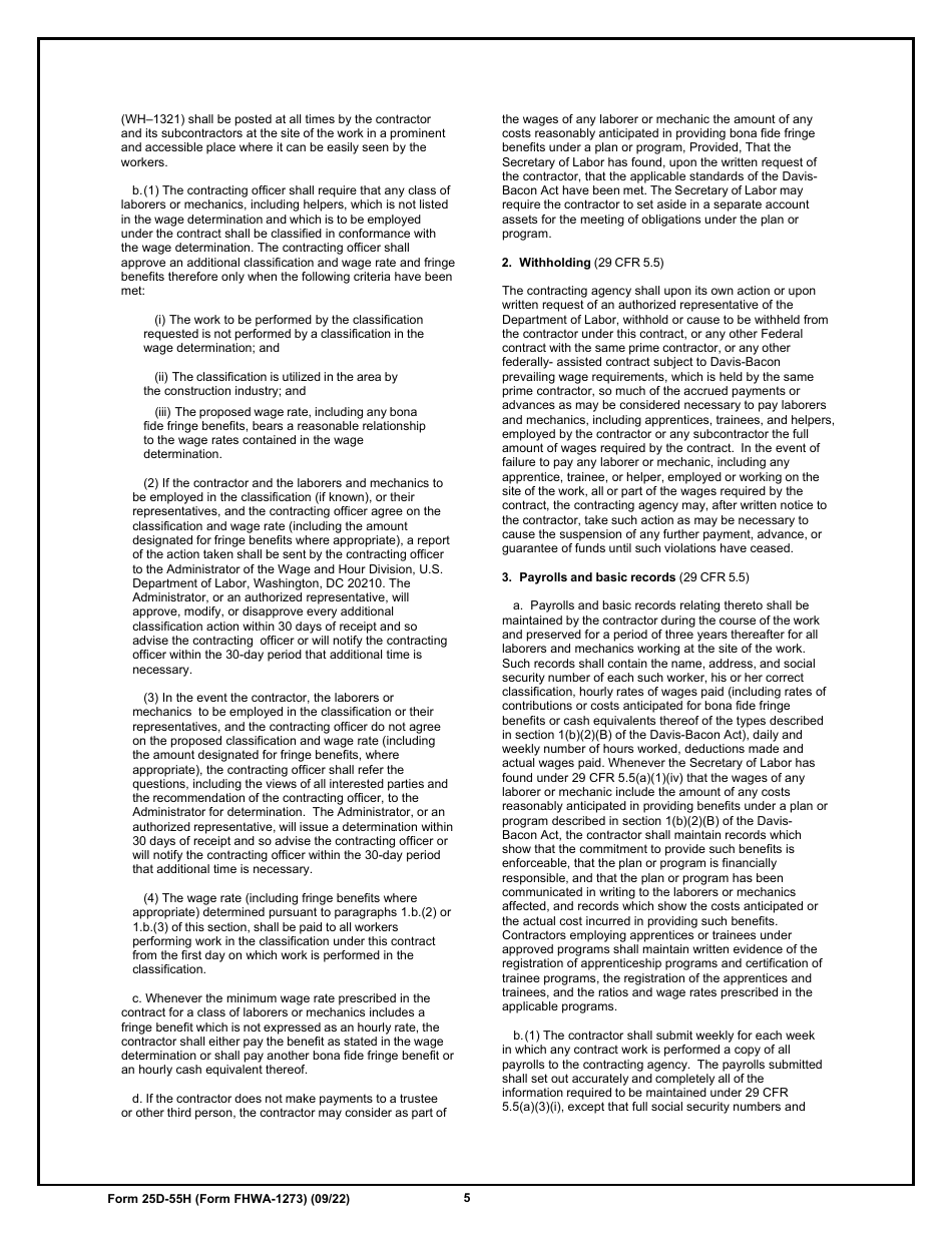 Form 25D-55H (FHWA-1273) Required Contract Provisions for Federal-Aid (Fhwa) Construction Contracts - Alaska, Page 5