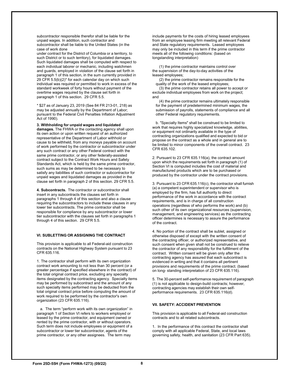 Form 25D-55H (FHWA-1273) - Fill Out, Sign Online And Download Printable ...