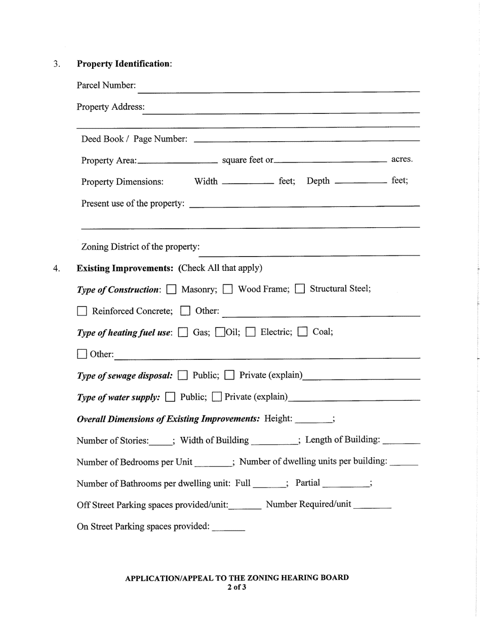 Application / Appeal to the Zoning Hearing Board - Schwenksville Borough, Pennsylvania, Page 2