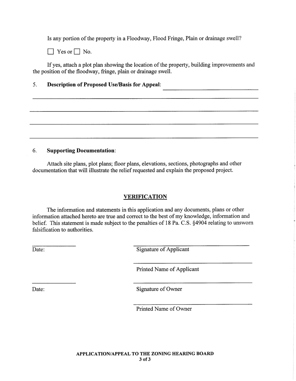 Application / Appeal to the Zoning Hearing Board - Schwenksville Borough, Pennsylvania, Page 3