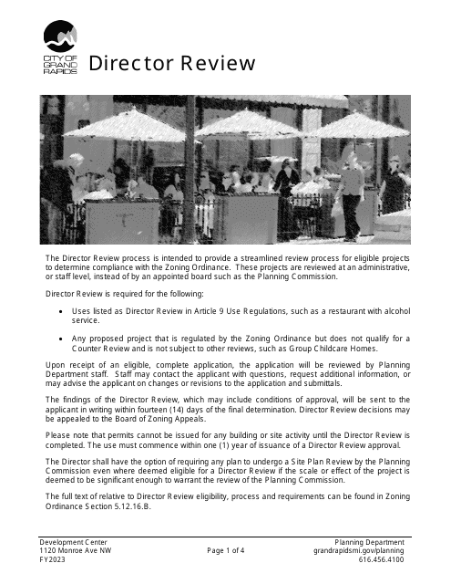 Director Review Application - Outdoor Seating With Alcohol Service - City of Grand Rapids, Michigan Download Pdf