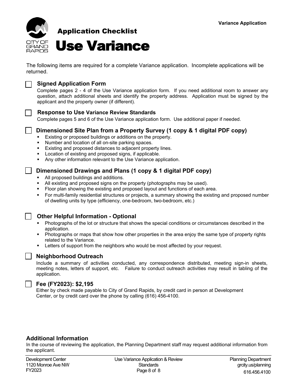Application Use Variance - City of Grand Rapids, Michigan, Page 8