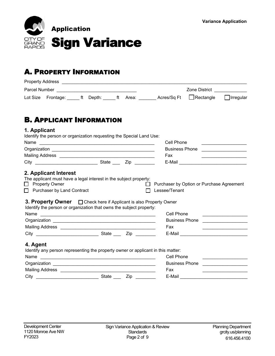Sign Variance Application - City of Grand Rapids, Michigan, Page 2