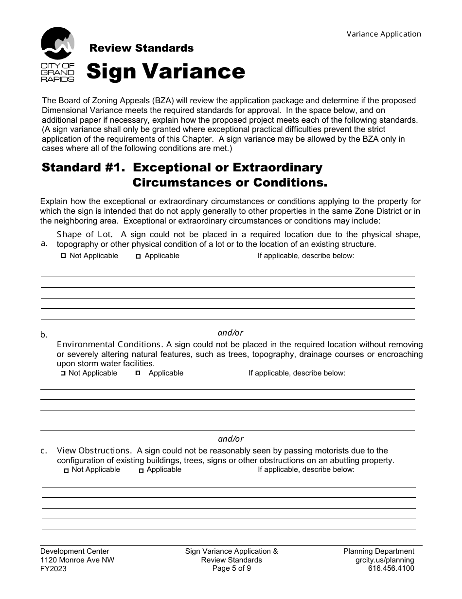 Sign Variance Application - City of Grand Rapids, Michigan, Page 5