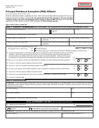 Document preview: Form 2368 Principal Residence Exemption (Pre) Affidavit - Michigan