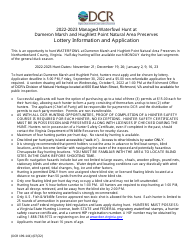 Form DCR199-141 Dameron Marsh - Hughlett Point Nap Special Managed Waterfowl Hunt Lottery Information and Application - Virginia