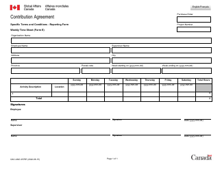 Document preview: Form E (GAC-AMC2575) Weekly Time Sheet - Canada