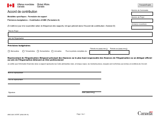 Document preview: Forme A (AMC-GAC2570) Previsions Budgetaires - Contribution D'affaires Mondiales Canada - Canada (French)