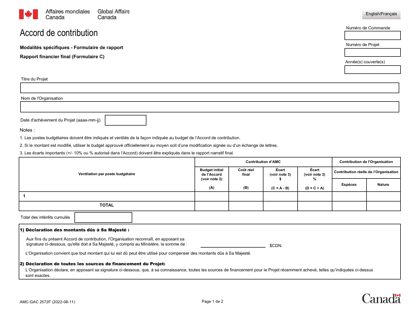 Forme C (AMC-GAC2572) Rapport Financier Final - Canada (French)
