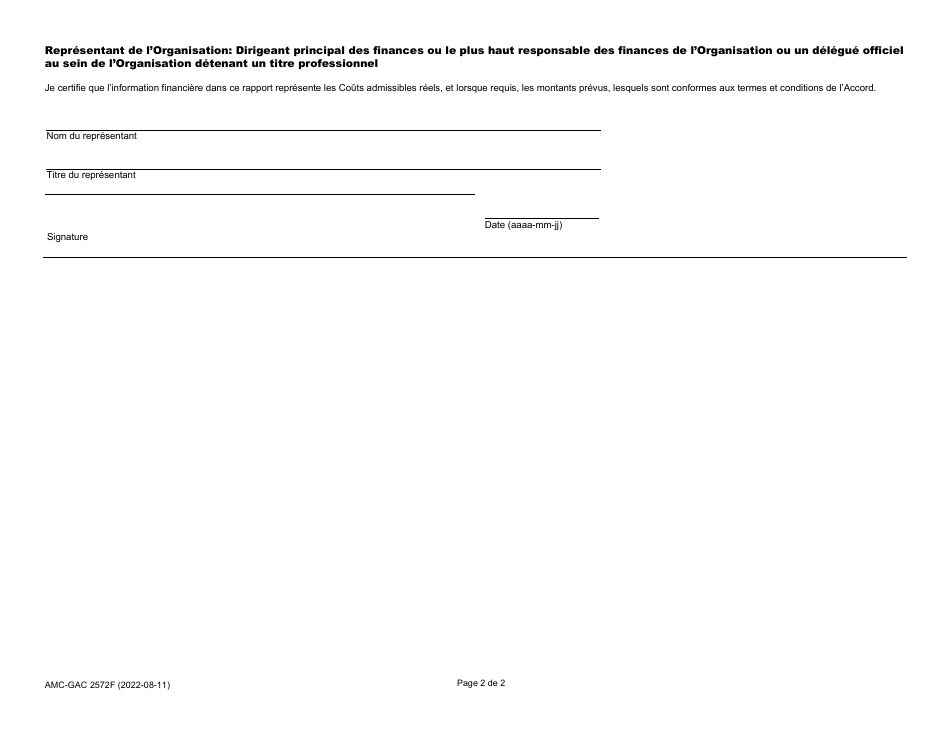 Forme C (AMC-GAC2572) Rapport Financier Final - Canada (French), Page 2
