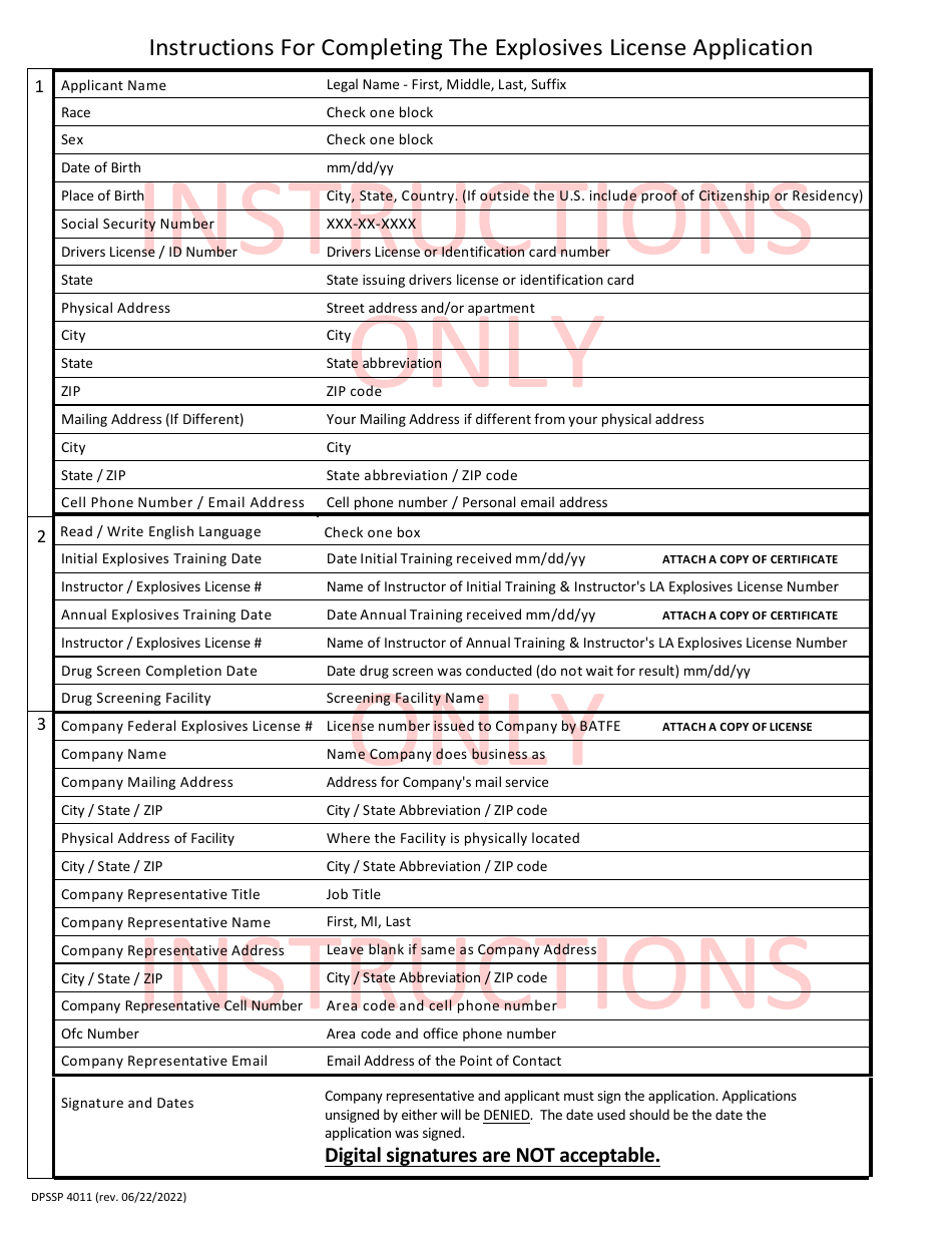 Form DPSSP4011 Explosives License Application - Louisiana, Page 2