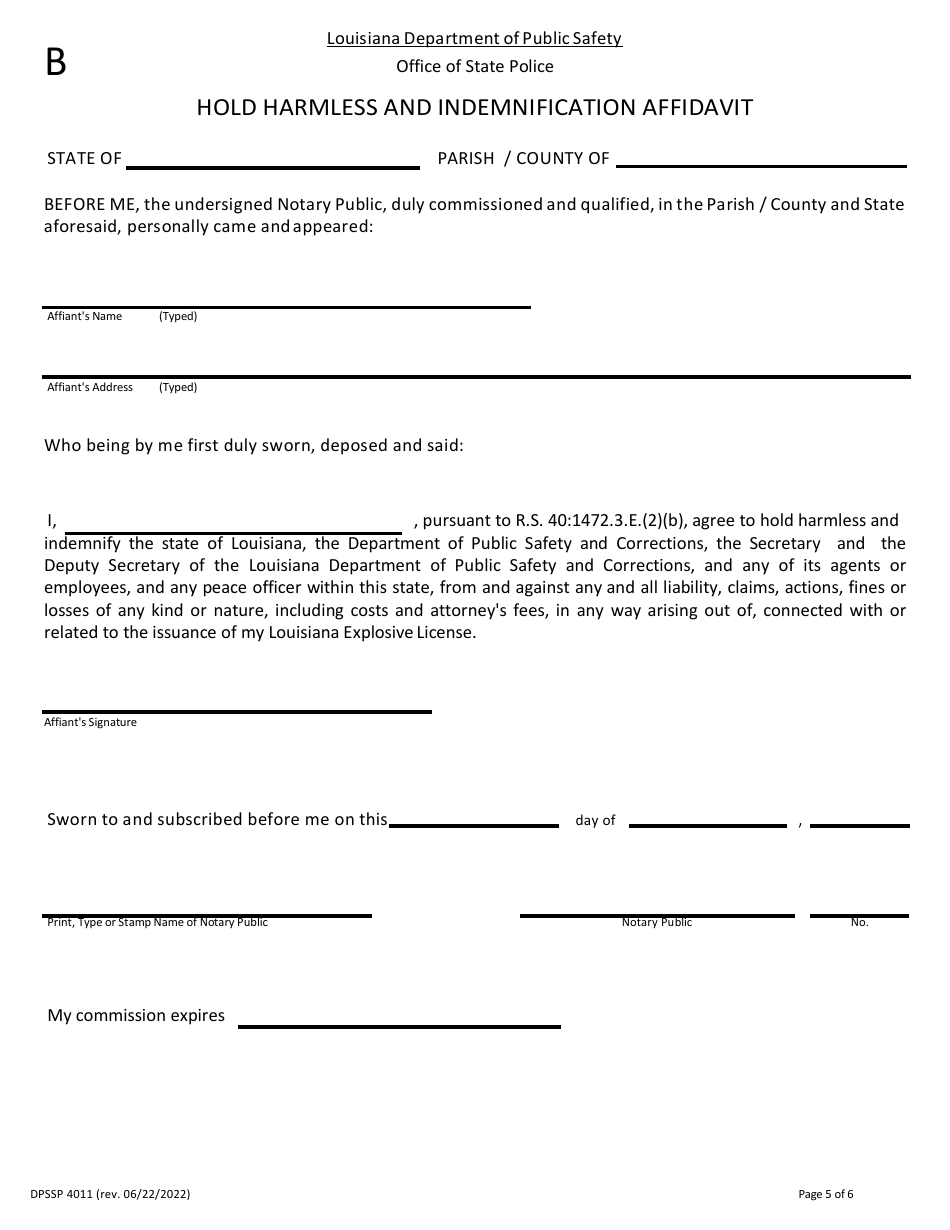 Form DPSSP4011 Explosives License Application - Louisiana, Page 7