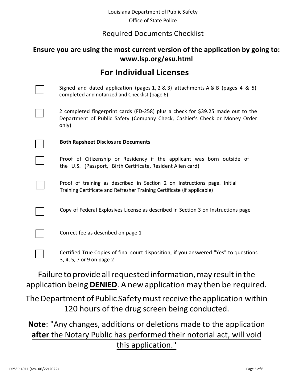 Form DPSSP4011 Explosives License Application - Louisiana, Page 8