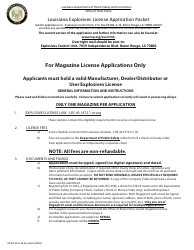 Document preview: Form DPSSP4011-M Explosives Magazine License Application - Louisiana