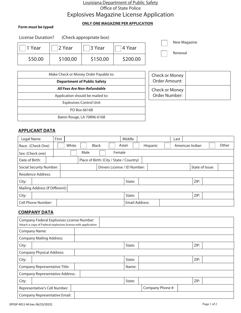 Form DPSSP4011-M Explosives Magazine License Application - Louisiana, Page 3