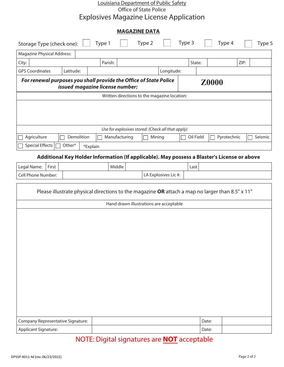 Form DPSSP4011-M Explosives Magazine License Application - Louisiana, Page 4