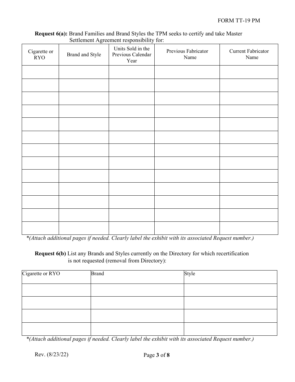 Form TT-19 PM Certification Application for Participating Tobacco Product Manufacturers (Pm) - Virginia, Page 3