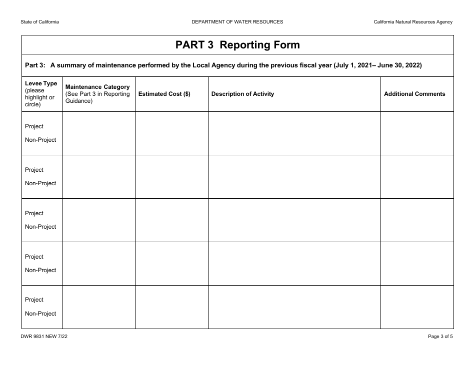 Form DWR9831 Lma Reporting Form - California, Page 3