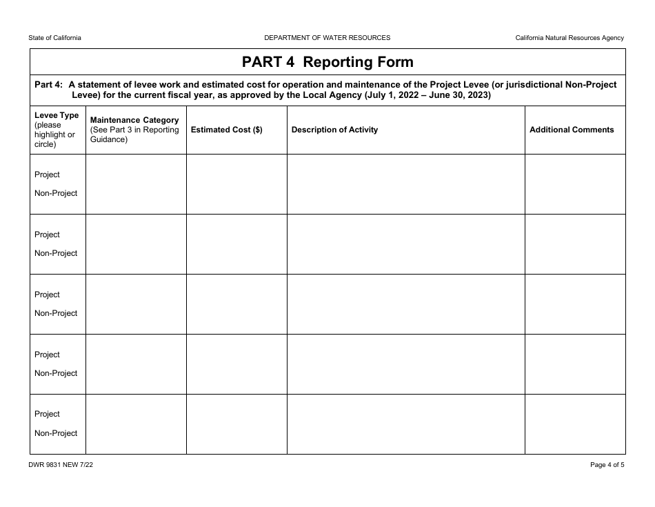 Form DWR9831 Lma Reporting Form - California, Page 4