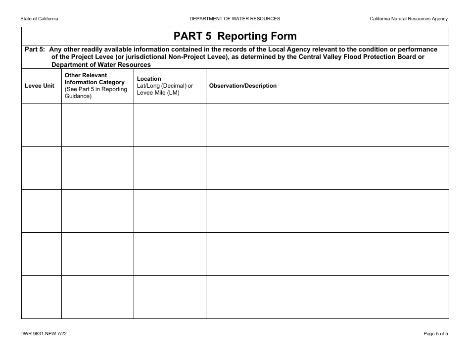 Form DWR9831 Lma Reporting Form - California, Page 5