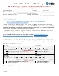 Document preview: Child and Adult Care Food Program Covid Waiver Request - Arkansas