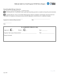 Child and Adult Care Food Program Covid Waiver Request - Arkansas, Page 2