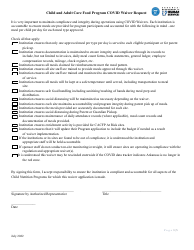 Child and Adult Care Food Program Covid Waiver Request - Arkansas, Page 3